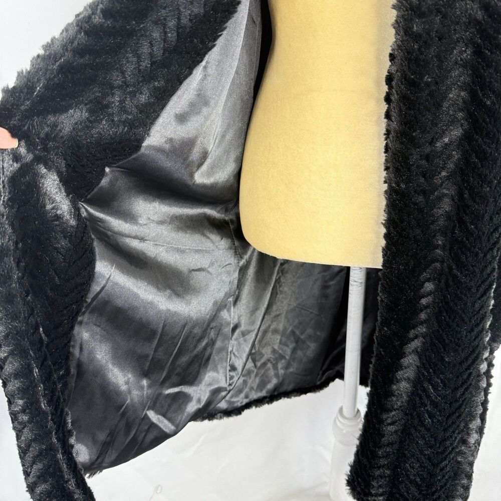 Fever Black Faux Fur Coat Women’s Size S Soft Plush Open Front Jacket - Picture 8 of 16